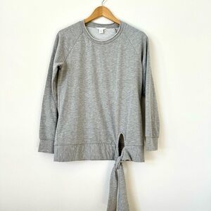 Caslon Heather Gray Crew Neck Sweater with Side Tie XS